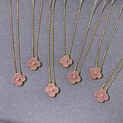 Fortok Van Cleef & Arpels Vintage Alhambra 18K Rose Gold Diamond Rhodonite Necklace  - 3
