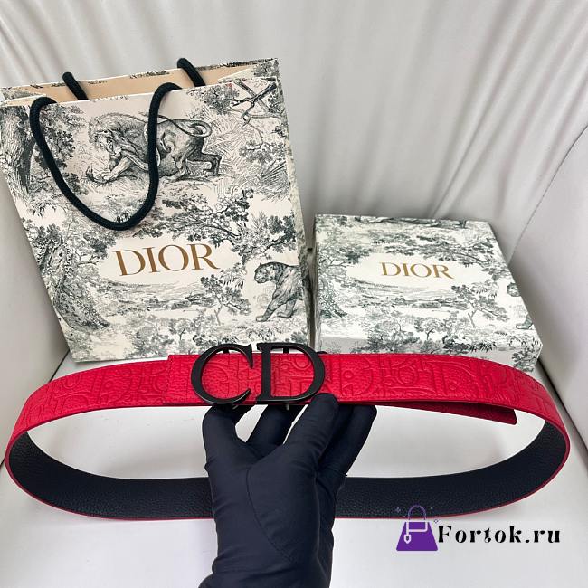 Fortok DIOR REVERSIBLE BELT IN RED 34mm - 1