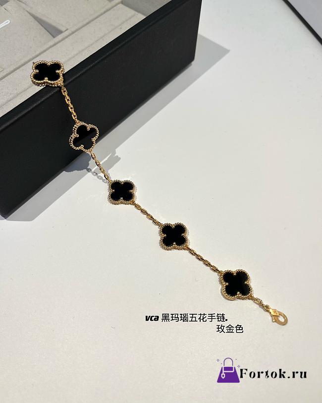 Fortok Van Cleef & Arpels Alhambra Onyx Gold Bracelet 18k Yellow   - 1