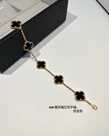 Fortok Van Cleef & Arpels Alhambra Onyx Gold Bracelet 18k Yellow  