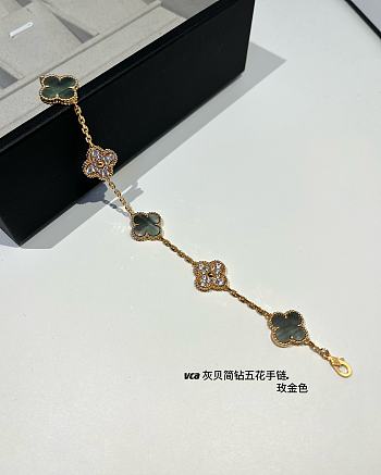 Fortok Vintage Alhambra Bracelet 5 Motifs 18K Rose Gold 