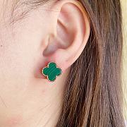 Fortok Van Cleef & Arpels Vintage Alhambra, Large Size Malachite Gold Earrings  - 4