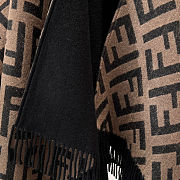 Fortok Fendi Women's Wool Poncho Brown And Black 140x150cm - 4