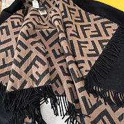 Fortok Fendi Women's Wool Poncho Brown And Black 140x150cm - 3