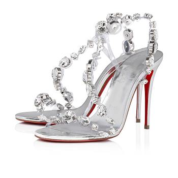 Fortok Louboutin Rosalie Jewel Silver Heels