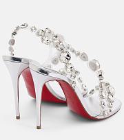 Fortok Louboutin Rosalie Jewel Silver Heels - 5