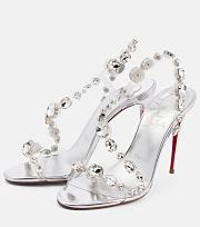 Fortok Louboutin Rosalie Jewel Silver Heels - 2
