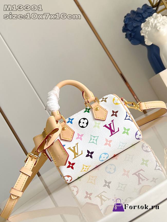 Fortok Louis Vuitton x TM Nano Speedy White 16 x 10 x 7 cm  - 1