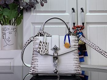 Fortok Louis Vuitton Rose des vents mini handbag Crocodile Leather White pattern 19*15*9 cm