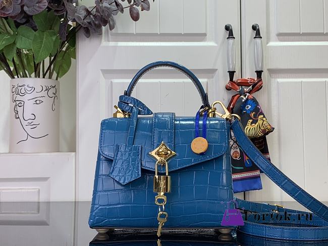 Fortok Louis Vuitton Rose des vents mini handbag Crocodile Leather Blue 19*15*9 cm - 1