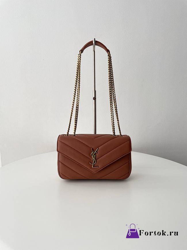 Fortok YSL Lou Lou Mini Bag Chocolate 24 x 14 x 6 cm - 1