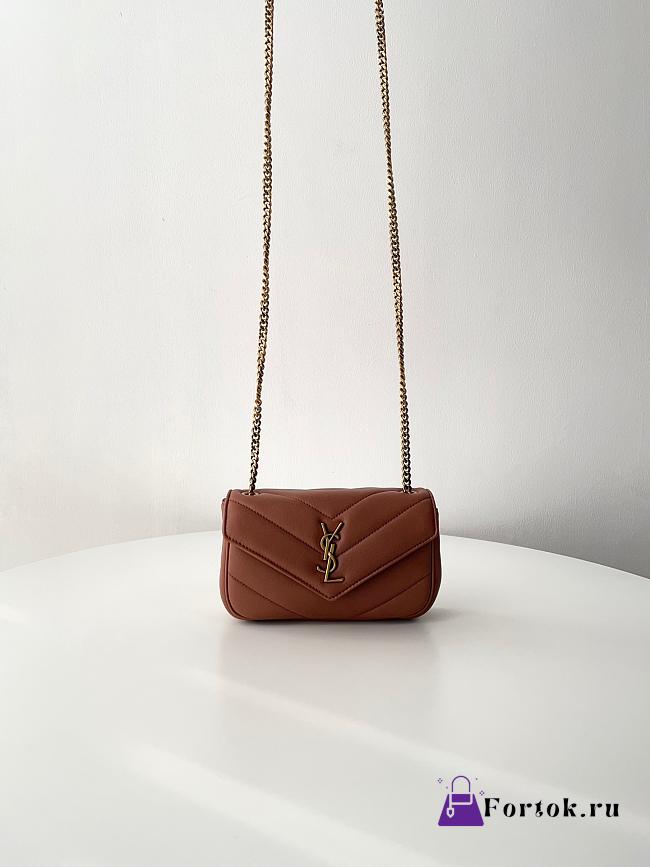 Fortok YSL Lou Lou Micro Bag Chocolate 20x12x5cm  - 1