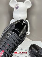 Fortok Prada America's Cup Patent Leather Anthracite Grey / Silver Low Top Sneakers Full Black - 6