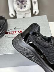 Fortok Prada America's Cup Patent Leather Anthracite Grey / Silver Low Top Sneakers Full Black - 3