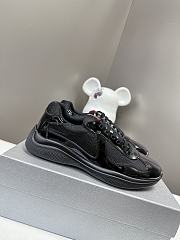 Fortok Prada America's Cup Patent Leather Anthracite Grey / Silver Low Top Sneakers Full Black - 2