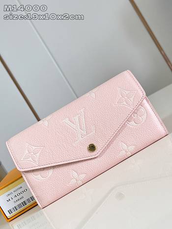 Fortok Louis Vuitton Sarah Wallet Pink 19 x 10 x 2 cm