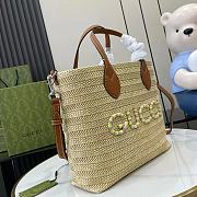 Fortok Gucci Straw-Effect Tote Bag Black 35x25x10cm - 4
