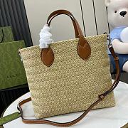 Fortok Gucci Straw-Effect Tote Bag Black 35x25x10cm - 5