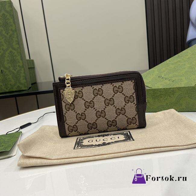 Fortok GG Emblem zip card case Brown 13 x 9 x 3 cm - 1