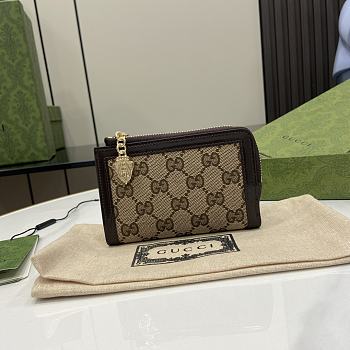 Fortok GG Emblem zip card case Brown 13 x 9 x 3 cm
