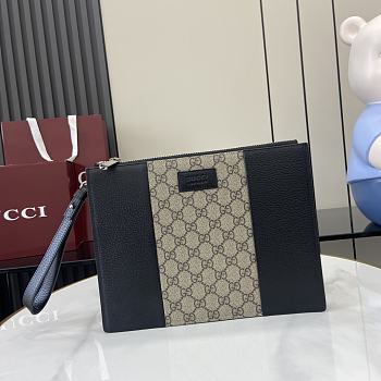 Fortok Gucci Pouch Brown And Black 28 x 22 x 3 cm