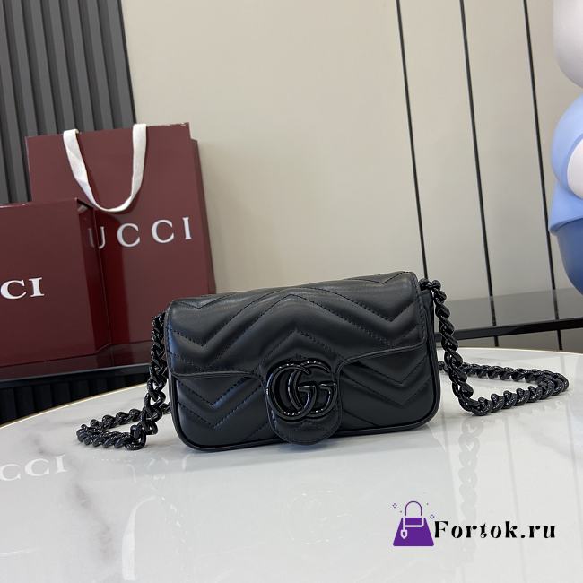 Fortok Gucci Marmont Full Black 16.5 x 10.2 x 5.1 cm - 1