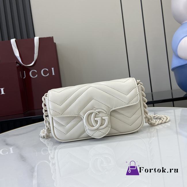 Fortok Gucci Marmont Full White 16.5 x 10.2 x 5.1 cm - 1