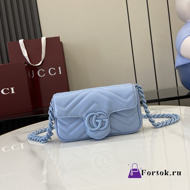 Fortok Gucci Marmont Full Blue 16.5 x 10.2 x 5.1 cm - 1