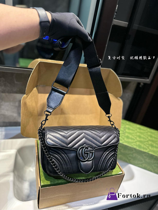 Fortok Gucci Marmont Full Black 25 cm  - 1