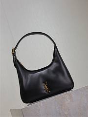 Fortok Saint Laurent Women's Calypso Mini Hobo Bag in Plunged Lambskin Black 20×12×5 cm - 1