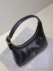 Fortok Saint Laurent Women's Calypso Mini Hobo Bag in Plunged Lambskin Black 20×12×5 cm - 4