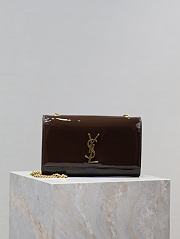 Fortok Saint Laurent Women's Medium Kate Patent Leather Chain Shoulder Bag Brown 24x14.5x5cm - 1