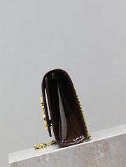 Fortok Saint Laurent Women's Medium Kate Patent Leather Chain Shoulder Bag Brown 24x14.5x5cm - 6