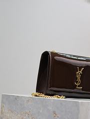 Fortok Saint Laurent Women's Medium Kate Patent Leather Chain Shoulder Bag Brown 24x14.5x5cm - 5