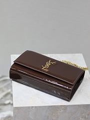 Fortok Saint Laurent Women's Medium Kate Patent Leather Chain Shoulder Bag Brown 24x14.5x5cm - 3