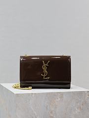 Fortok Saint Laurent Women's Medium Kate Patent Leather Chain Shoulder Bag Brown 20x13.5x5.5cm - 1
