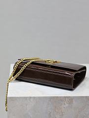 Fortok Saint Laurent Women's Medium Kate Patent Leather Chain Shoulder Bag Brown 20x13.5x5.5cm - 2
