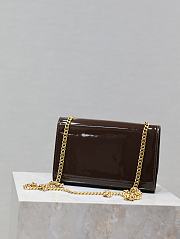 Fortok Saint Laurent Women's Medium Kate Patent Leather Chain Shoulder Bag Brown 20x13.5x5.5cm - 3