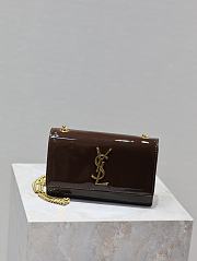 Fortok Saint Laurent Women's Medium Kate Patent Leather Chain Shoulder Bag Brown 20x13.5x5.5cm - 4