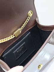 Fortok Saint Laurent Women's Medium Kate Patent Leather Chain Shoulder Bag Brown 20x13.5x5.5cm - 5
