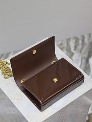 Fortok Saint Laurent Women's Medium Kate Patent Leather Chain Shoulder Bag Brown 20x13.5x5.5cm - 6