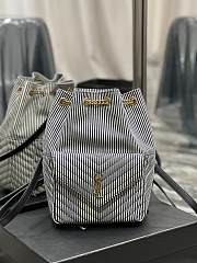 Fortok Saint Laurent Mini Joe Striped Bucket Bag - Black 22×29×15cm - 1