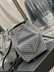 Fortok Saint Laurent Mini Joe Striped Bucket Bag - Black 22×29×15cm - 4