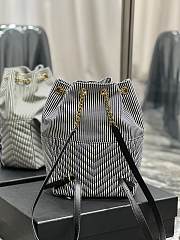Fortok Saint Laurent Mini Joe Striped Bucket Bag - Black 22×29×15cm - 3