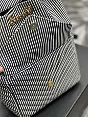 Fortok Saint Laurent Mini Joe Striped Bucket Bag - Black 22×29×15cm - 2