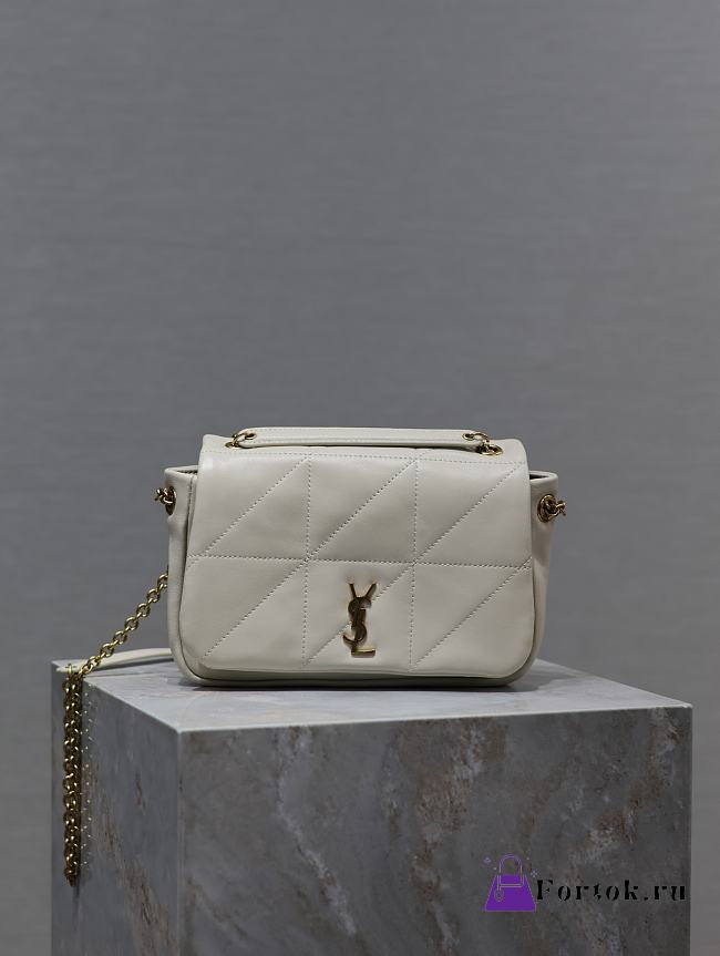 Fortok Women's Saint Laurent small Jamie 4.3 shoulder Bag White 20×12×7cm - 1