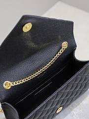 Fortok Saint Laurent Women's Envelope Quilted Grain De Poudre Embossed Leather Black 21×13×6cm - 6