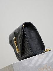 Fortok Saint Laurent Women's Envelope Quilted Grain De Poudre Embossed Leather Black 21×13×6cm - 3