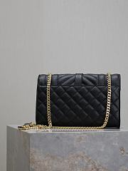 Fortok Saint Laurent Women's Envelope Quilted Grain De Poudre Embossed Leather Black 21×13×6cm - 2