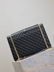 Fortok Saint Laurent Women's Envelope Quilted Grain De Poudre Embossed Leather Black 31×22×7.5cm  - 5